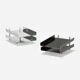 Hugh Acton, letter trays, pair, c. 1965, chrome-plated steel, anodized aluminum