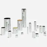 Hugh Acton, collection of AMV tabletop accessories, c. 1960, chrome-plated steel, walnut