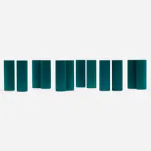 Alcoa, vases, set of twelve, 1959, anodized aluminum
