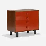 cabinet, model 4606-V by George Nelson & Associates, 1948, walnut, lacquered wood, aluminum, sold Feb 2019