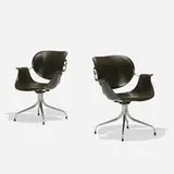 Swaged Leg chairs model MAA, pair by George Nelson & Associates, 1954, fiberglass, chrome-plated steel, rubber, enameled aluminum, plastic, sold Feb 2019