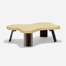 Paul Theodore Frankl, coffee table, model 5005, c. 1951, bleached cork, lacquered mahogany