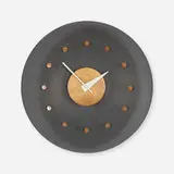 wall clock, model 2203 by George Nelson & Associates, 1952-53, enameled and perforated steel, birch, sold Feb 2019