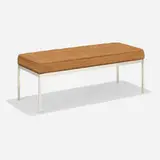 Florence Knoll, bench, c. 1955, upholstery, stainless steel