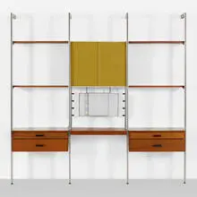 George Nelson & Associates, CSS (Comprehensive Storage System), 1959, aluminum, walnut, glass, laminate