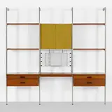 CSS (Comprehensive Storage System) by George Nelson & Associates, 1959, aluminum, walnut, glass, laminate, sold Feb 2019