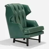 Edward Wormley, lounge chair, model 5761, 1957, leather, lacquered mahogany