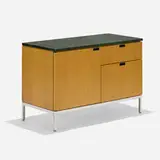 Florence Knoll, Executive Office cabinet, Vermont Verde marble, ash, chrome-plated steel