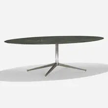 Florence Knoll, dining table, Vermont Verde marble, chrome-plated steel