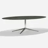 Florence Knoll, dining table, Vermont Verde marble, chrome-plated steel