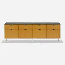 Florence Knoll, Executive Office cabinet, Vermont Verde marble, ash, chrome-plated steel