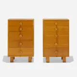 cabinets model 4610, pair by George Nelson & Associates, 1948, bleached mahogany, aluminum, sold Feb 2019