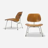 LCMs, pair by Charles and Ray Eames, walnut plywood, chrome-plated steel, rubber, sold Feb 2019