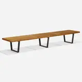 slat bench, model 4992 by George Nelson & Associates, 1946, birch, lacquered wood, sold Feb 2019