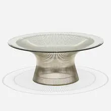 coffee table by Warren Platner, c. 1965, chrome-plated steel, glass, sold Feb 2019