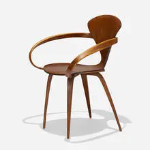 armchair by Norman Cherner, 1958, walnut, plywood, sold Feb 2019