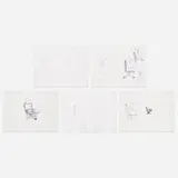 Charles Pollock, collection of five sketches for a chair design, c. 1975, ink on paper