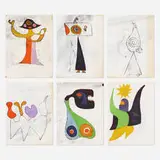 Charles Pollock, collection of six works, c. 1975, ink on paper