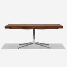Partner's desk by Florence Knoll, walnut, chrome-plated steel, sold Feb 2019