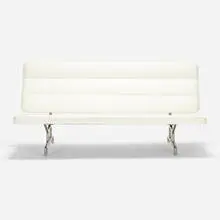 Charles and Ray Eames, sofa, model 3473, 1964, leather, cast aluminum, plastic