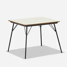 IT-1 table by Charles and Ray Eames, 1947, laminate over plywood, enameled steel, sold Feb 2019