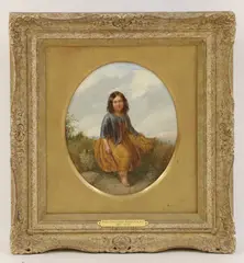 Paul Falconer Poole, Untitled, holding a sheaf of wheat oil on canvas