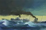 Trevor Crocker, Untitled, in choppy seas gouache 46 x 71cm