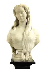 Christopher Moore, Untitled, a marble bust, on a square plinth