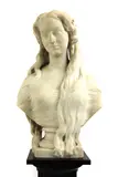 Christopher Moore, Untitled, a marble bust, on a square plinth