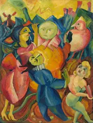 Georg Tappert, Groteske I, 1919, Öl auf Leinwand. Doubliert und hinterspannt