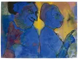 Emil Nolde, Blaues Paar (aus der Reihe der „Phantasien“), Um 1931, Aquarell, Tuschpinsel und -feder auf Japan