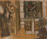 Édouard Vuillard, La Salle du Moyen Âge au Musée des Arts décoratifs, 1922, Leimfarbe über Kohle auf braunem Papier, auf Leinwand aufgezogen