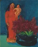 Emil Nolde, Madonna und Blumen, 1915, Öl auf Leinwand. Doubliert