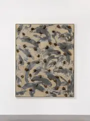 Günther Uecker, Handlung, 1988, Nägel, Steine, Latex und Grafit auf Leinwand auf Holz