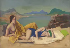 Badende am See by Karl Hofer, 1937, Öl auf Leinwand, sold May 2024