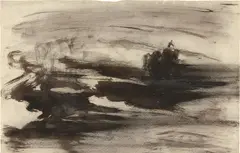 Victor Hugo, Carnet Guernesey, 1856, Tinte, Gouache und Deckweiß in Schwarz auf Papier, auf Papier aufgezogen