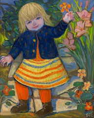 Otto Dix, Bettina im Garten, 1952, Öl auf Hartfaser