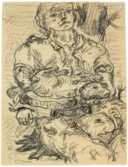 Mann mit Hund by Georg Baselitz, 1966, Bleistift auf Papier, sold Dec 2017