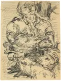 Georg Baselitz, Mann mit Hund, 1966, Bleistift auf Papier