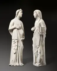Andrea Pisano, Figuren aus einer Verkündigung an Maria. Um 1345, Marmor. 116 cm / 115 cm (45 ⅝ in. / 45 ¼ in.)