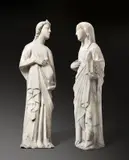 Andrea Pisano, Figuren aus einer Verkündigung an Maria. Um 1345, Marmor. 116 cm / 115 cm (45 ⅝ in. / 45 ¼ in.)