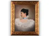 Viktor Oliva, Portrait of a Lady in White Dress, Late 19th/early 20th century, Oil on canvas