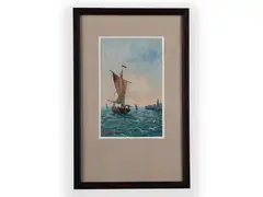 Karel Nejedlý, Sailing Ship, 1903, Oil on cardboard