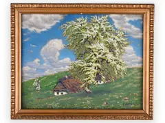 Jan Honsa, Tree in Blossom, First third of 20th century, Mixed media, cardboard