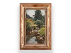 Ivanka Bukovac, Brook Near Forest, 1943, Oil on canvas on cardboard