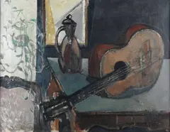 Bohumír Matal, Still Life with a Guitar, 1950, Oil on canvas