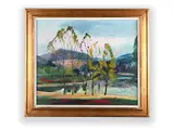 Ladislav Karoušek, Evening at the Dam, 1960s, Oil on canvas
