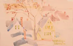 Vojtěch Preissig, Houses, Early 20th century, Watercolour, pencil, cardboard