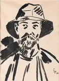 Václav Špála, A Portrait of Man in a Hat, 1936, Ink, paper