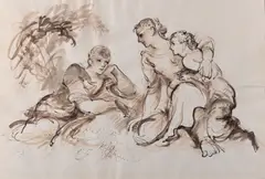 Antonín Procházka, A Dialogue, Around 1930, Ink and wash on paper